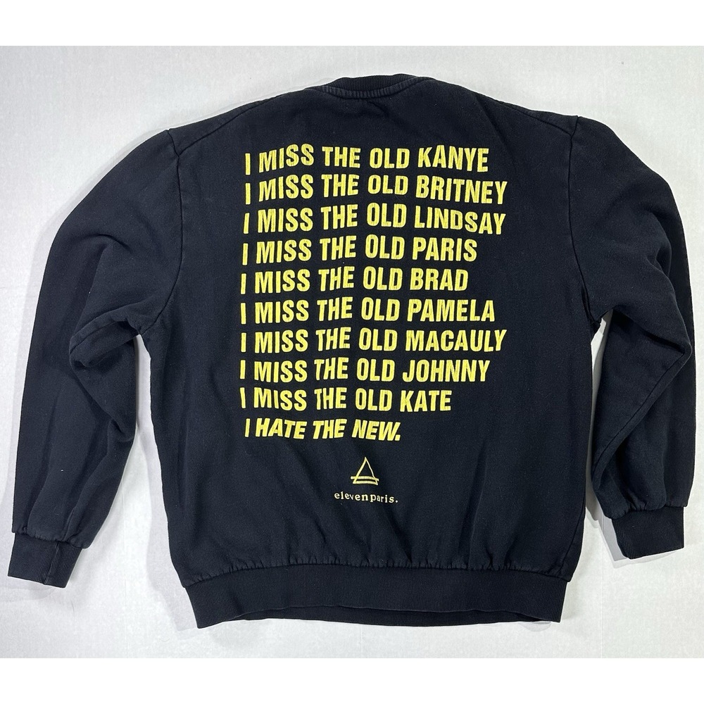 Eleven Paris I Miss Kanye Graphic Crewneck Sweatshirt XL Black Retro Pop Culture
